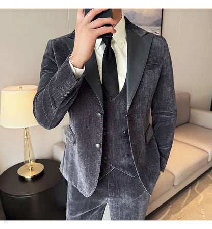 Men's Slim Fit 3-Piece Suit – Smart Casual & Wedding Formal Set