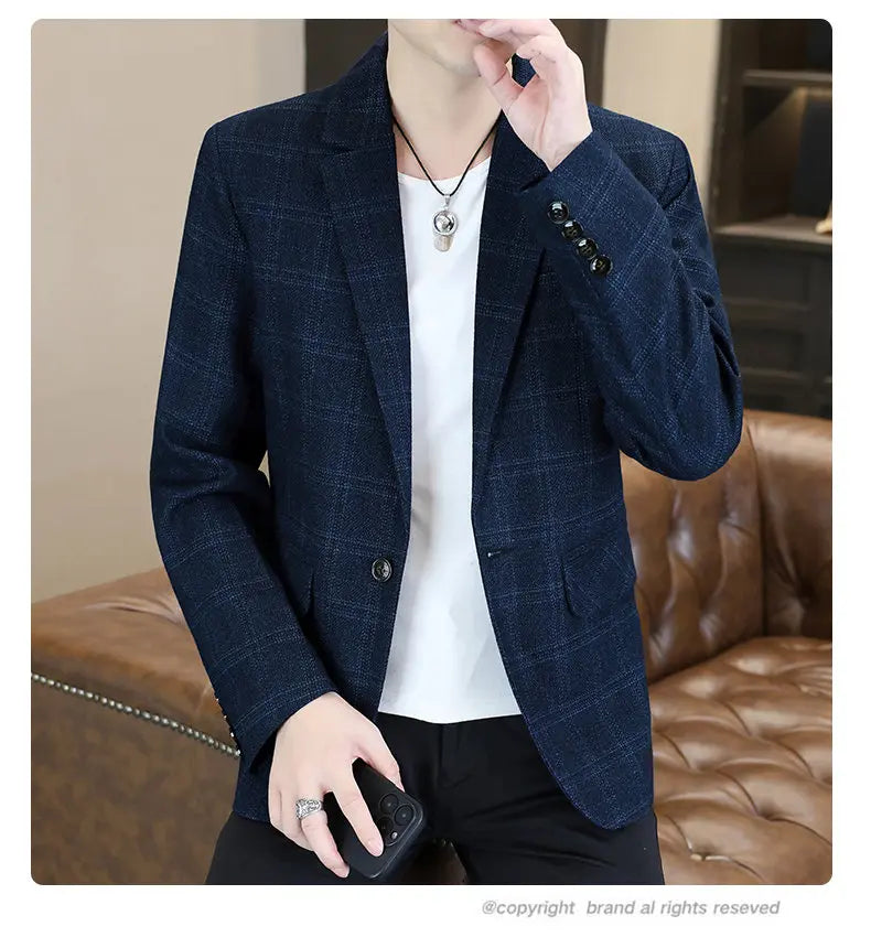 Blazer Men's Fashion Business Gentleman Groom Professional Gentleman Form-fitting Versatile Casual Formal Wear High-end Blazer