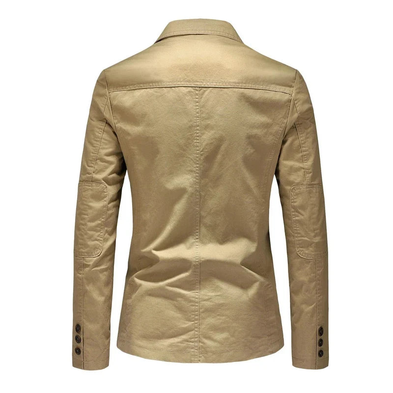 New Men's Blazers Male Male Spring Autumn Pure Cotton Solid Casual Blazer Men Clothing Outerwear Suit Jacket Coat 4XL AG818