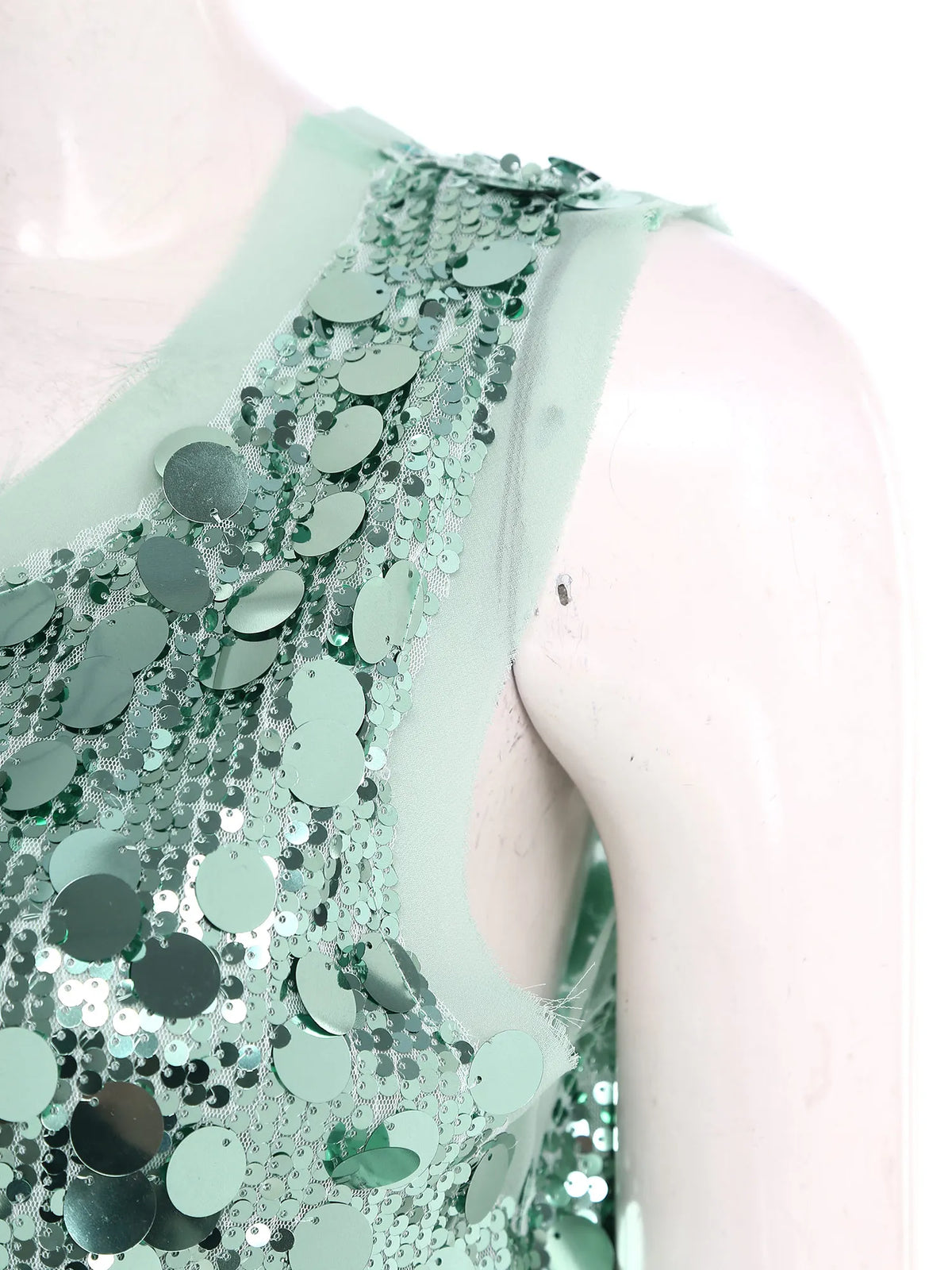 Women's Sleeveless Top Sequins Loose Vest Disco Costume Tank Top Nightclub Fashion Streetwear Shiny Clubwear Rave Party Outfit