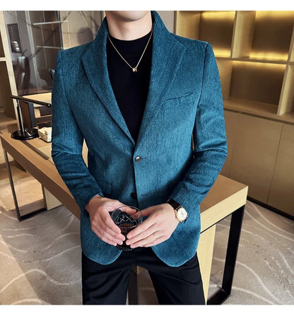 New Chinese Style Stand Collar Fashion Casual Suit Jacket Autumn Winter New Slim Fit Business Formal Social Prom Party Tuxedos