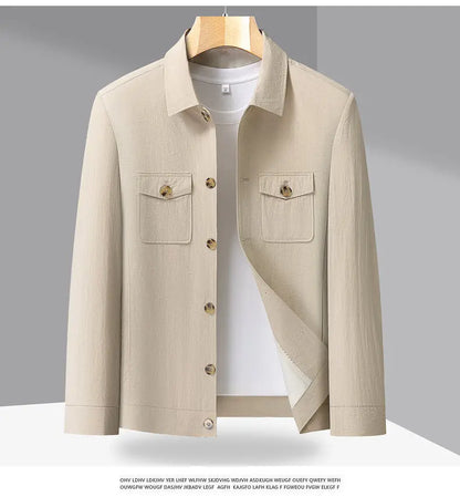 Spring and Autumn Lightweight Jacket Coat - Fashionable and Versatile Cotton Shirt Suitable for Young and Middle-Aged People