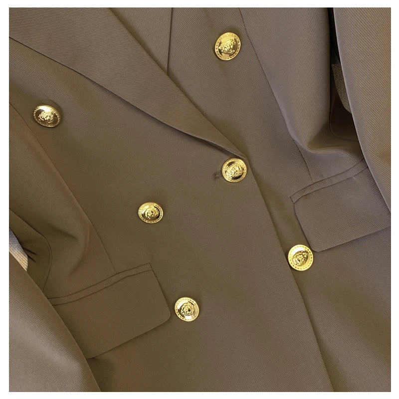 Women's Coffee Autumn Blazer Coat Vintage Harajuku Elegant Long Sleeve Fitted Suit Jacket Outerwear Top 2000s Emo Clothes 2025