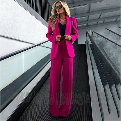 Modern Fashion Women's Suit Set 2 Piece Shawl Lapel Straight Fit Jacket Pants Chic Casual Outfit for Streetwear Shopping Office
