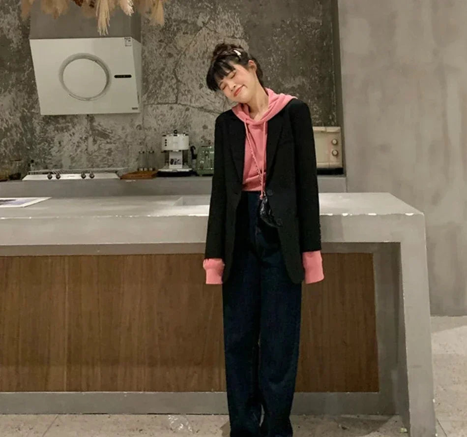 Autumn Luxury Blazer for Women 2024 Elegant Korean Women's Blazer Jacket Fashion Female Long Coats Splice Office Lady Clothes