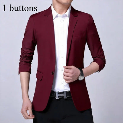 Blazer Men's Fashion Premium Business Outdoor Self-cultivation Gentleman English Style Solid Color Casual Hosts Weddings Blazer