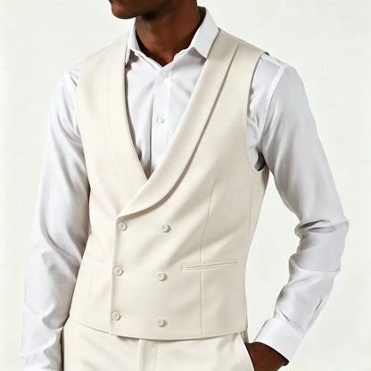 Men's Formal Vest – Double Breasted Lapel Waistcoat for Weddings & Business