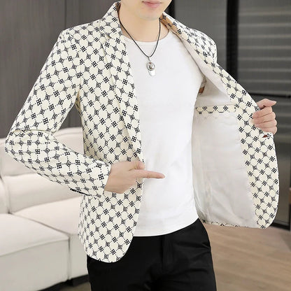 Blazer Men's Fashion Outdoor Travel Gentleman Wedding Slimming Business Versatile Letter Youth Casual Korean Formal Wear Blazer
