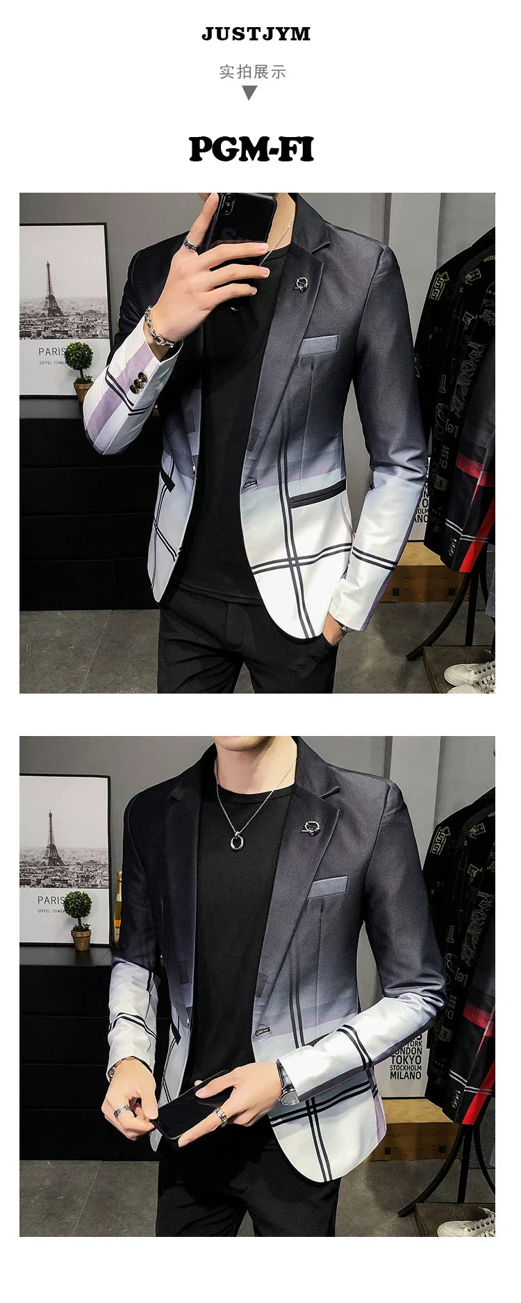 Men's Blazer Suit Jacket 2025 Spring New Fashion Korean Slim Suit Jacket Social Prom Dress Jacket Men's High Quality Clothing