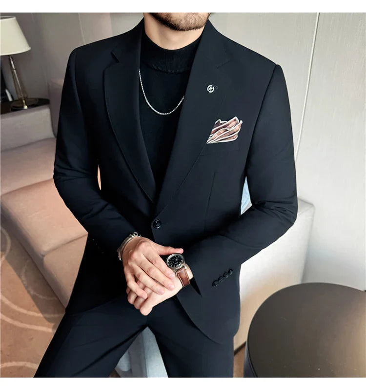 High Quality Suit Set for Men 2 Pieces (Blazer+Trouser) Office Work Party Prom Wedding Groom Business Formal Casual Suits M-5xl