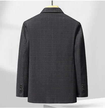 Men's Smart Casual Blazer Single Breasted Checkered Suit Jacket