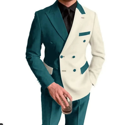 Costumes élégants de mariage/affaires, 2 pièces, coupe ajustée, blazer croisé, costumes de garçons d'honneur, tenues formelles pour hommes (veste + pantalon)