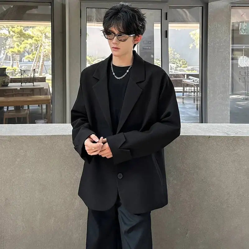 Men's Handsome Loose Casual Blazer Jacket Fashion Elegant 2026 New High Quality Stylish Social Solid Color Clothes JY7595