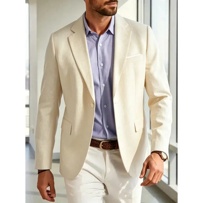 Mens Clothing 2026 Blazers Para Hombres Vintage Cotton Linen Single Button Designer Business Social Jaqueta Masculina Man Suits