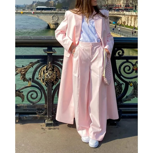 Pink Women Suits Two Pieces  Jacket+Trousers Set Elegant For Wedding Formal Prom Dress Splicing Color Party Blazer Custom Made