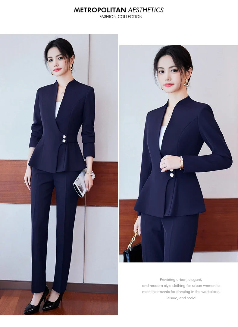 Long-Sleeved Suit for Women, Elegant Jacket and Trousers, Business and Work Uniform, Office Ladies, Special Fashion, 2025
