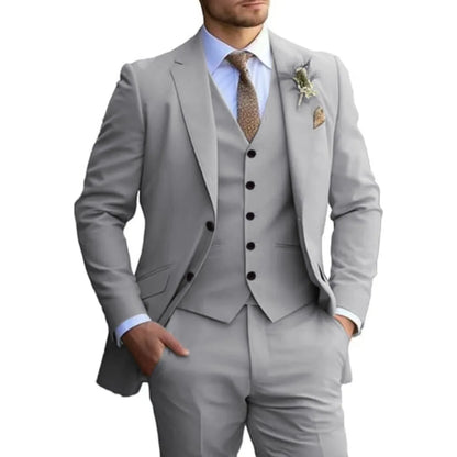 Customized Tuxedo Elegant Suit For Men 3 Piece Blazer Vest And Pant Set Notched Lapel High Quality Suit For Men Wedding suits