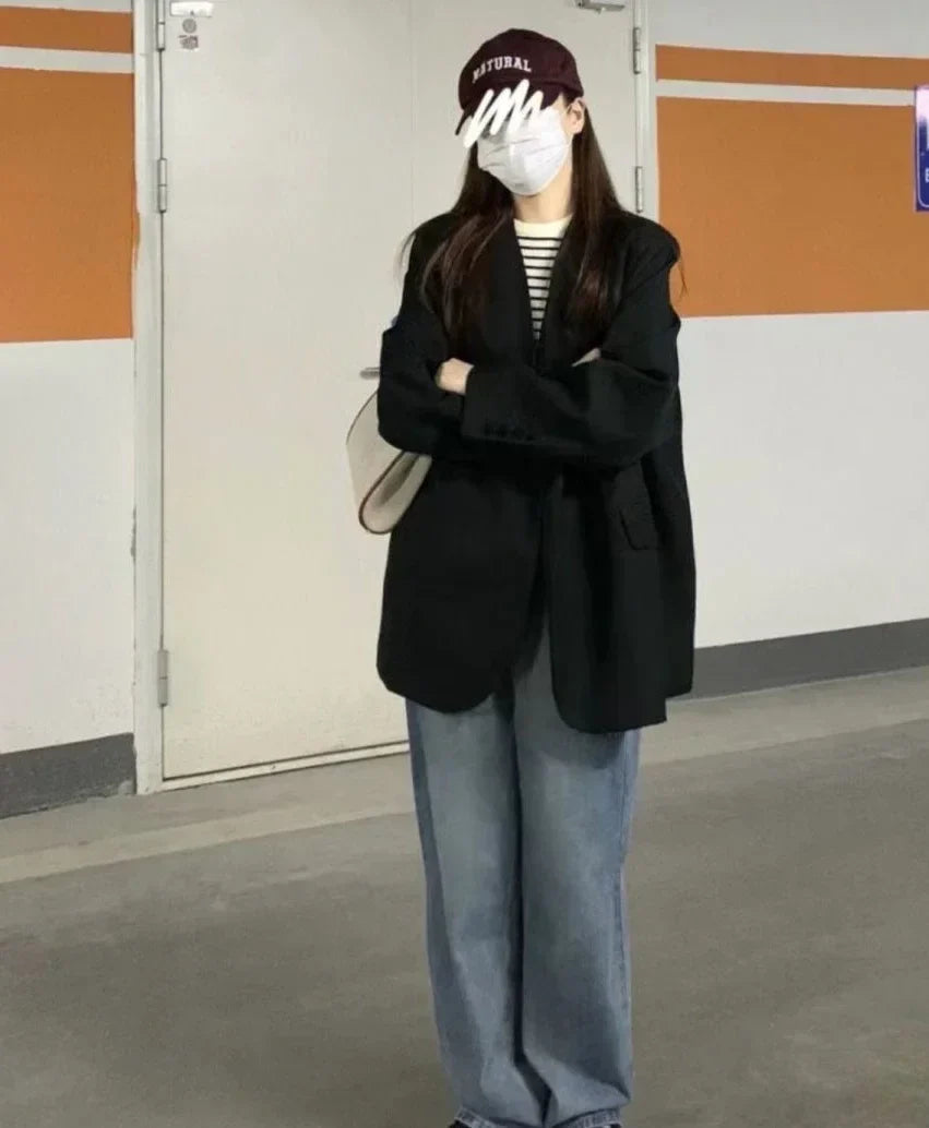 Clothes Coats for Women Black Jacket Blazer Woman Solid Outerwears Loose Korean Style Popular Deals High Quality Fashion 2025
