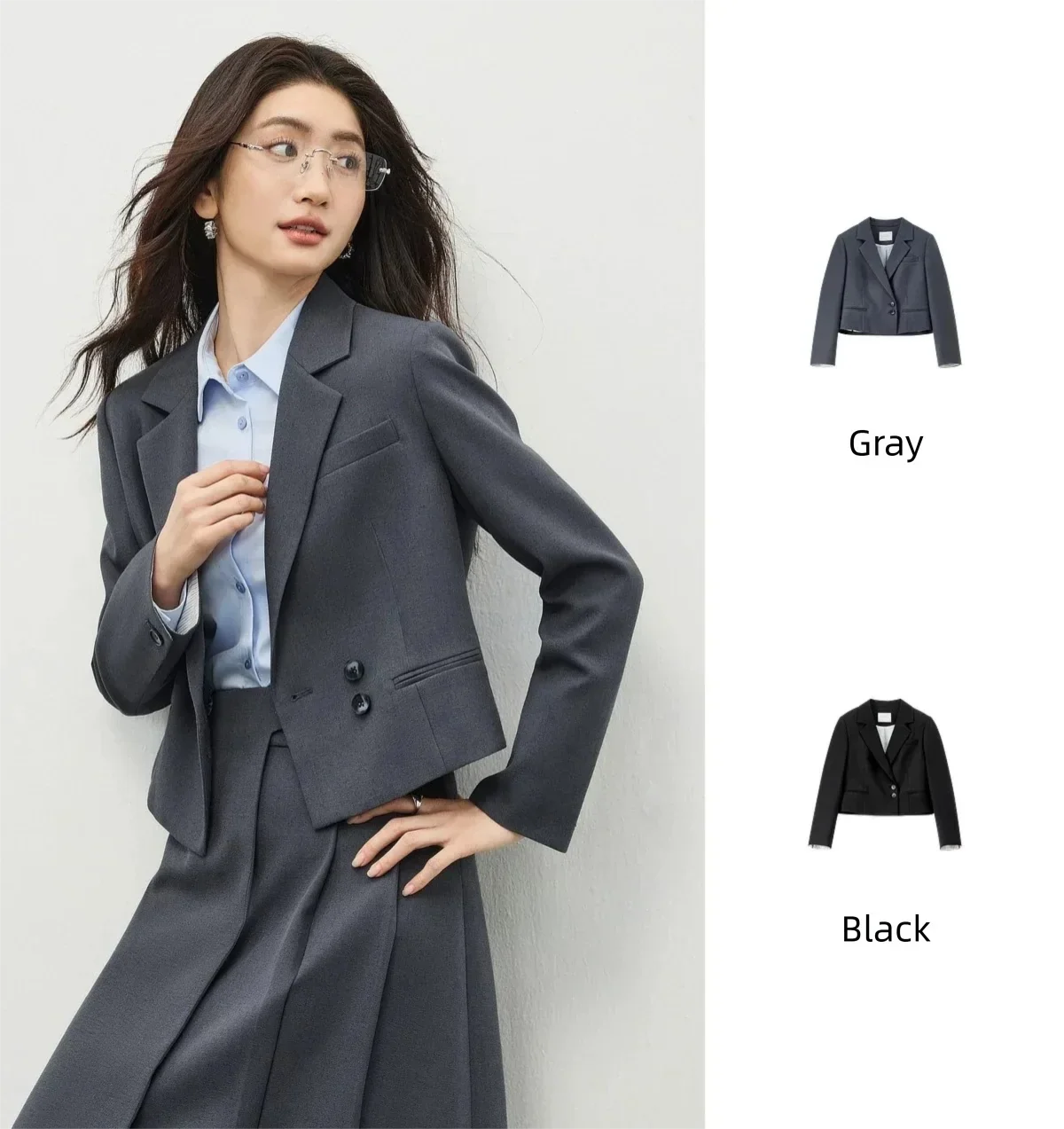 Women's Linen Commuter Blazer 2026 Spring Autumn New Cropped Jacket Minimalist Elegant Outerwear for Ladeis 161XC6215