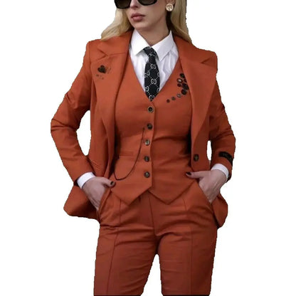 Modish Notched Lapel Women Suit Slim Fitted Solid Costume Custom Made Professional Single Breasted Lady Sets Full Outfits