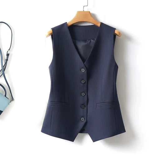 Short V-Neck Single-Breasted Vest for Women Suitable for Spring and Autumn Seasons, Can Be Worn as an Undergarment with a Vest
