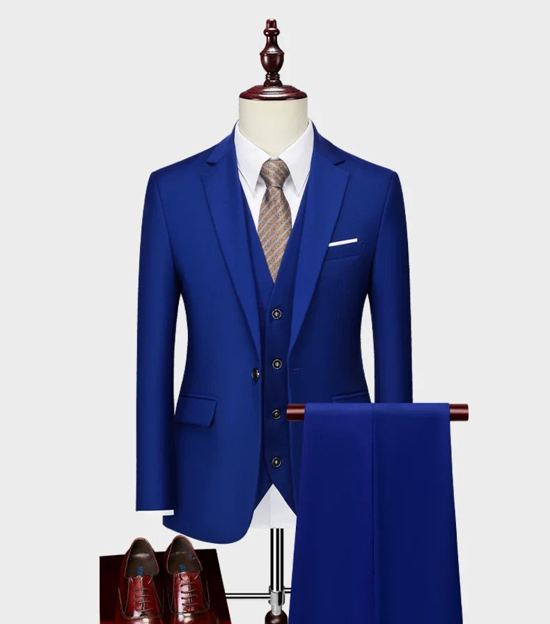 Men's Three-Piece Suit – Slim Fit Wedding & Business Formal Suit with Vest and Trousers