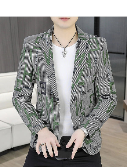 2025 Autumn Suit Jacket Men's Korean Version Casual Slim Fit Handsome Suit Jacket Letter Printing Social Costume Homme 4xl