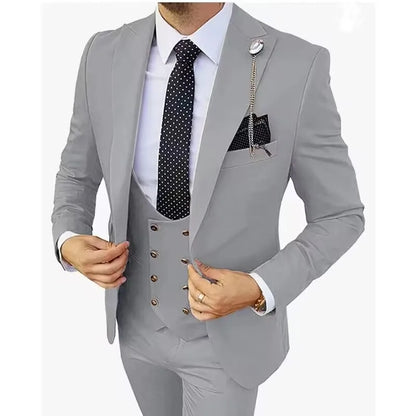 Slim Fit Peaked Lapel Mens Suits Green Business Wedding Tuxedo Fashion Groom Outfit Blazer with Vest And Pants for Prom Party