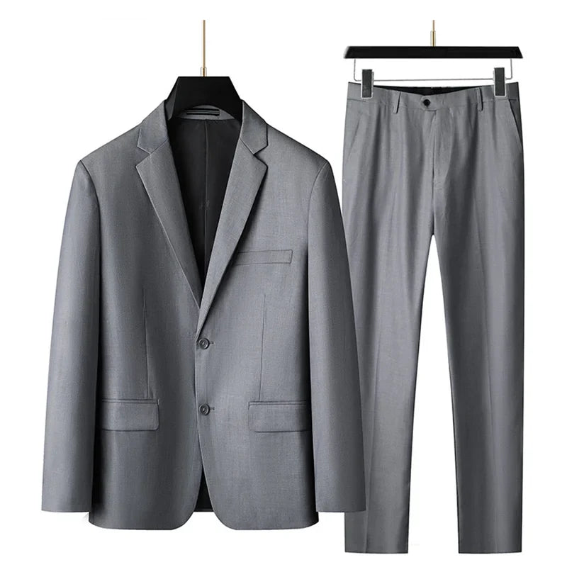 Men's 2-Piece Suit Notch Lapel Single Breasted Blazer with Flap Pockets for Business, Wedding & Formal Occasions