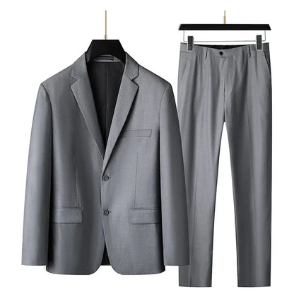 Men's 2-Piece Suit Notch Lapel Single Breasted Blazer with Flap Pockets for Business, Wedding & Formal Occasions