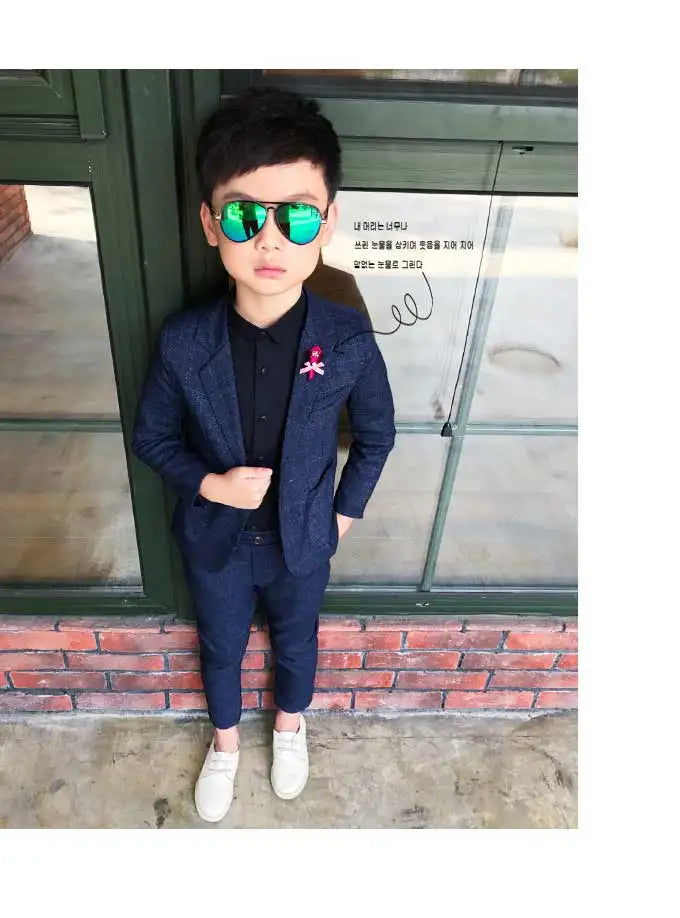 Kids Wedding Ceremony Slim Suit Children Formal Blazers Pants 2Pcs Photography Clothes Good Quality Baby Boys Handsome Suit