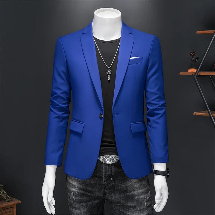 15 Color Fashion Mens Suit Jacket High Quality Slim Fit Solid Color Casual Business Mens Blazers Formal Office Wedding Suit Tops