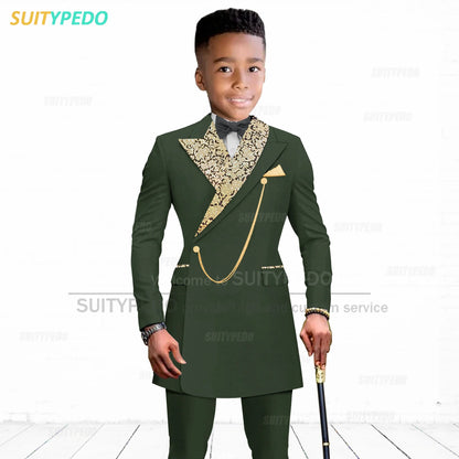Luxury Boy's Suit Set Homecoming Party Kids Jackets Tailor-made Slim Fit Blazer Pants 2 Pieces Wedding Party Children Tuxedos