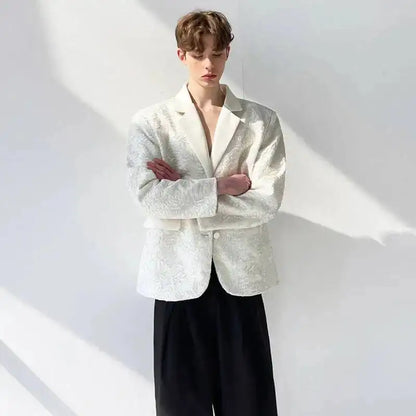 Coat 2026 New Luxury Elegant Blazer Embroidery Pattern Men's Fashion Original High Quality Handsome Casual Clothes JY7564