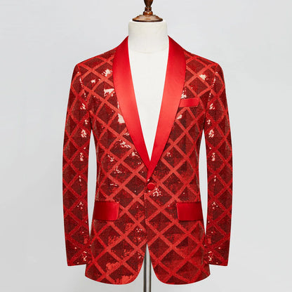 2023 New High Quality Handsome Fashion Boutique Men's Stereo Square Sequin Casual Dance Suit Jacket Boutique Fashion Suit Jacket
