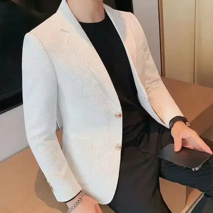 Men's Single Breasted Blazer – Korean Style Suit Jacket for Business & Smart Casual