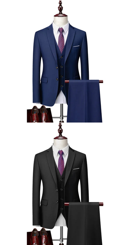 White Men Suits Slim Fit 3 Piece Double Breasted Suit Men Wedding Prom Party Business (Blazer+Vest+Pants) Wedding Suits for Men