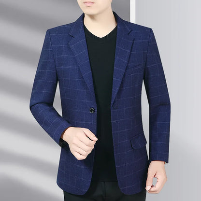 Blazer Men's Business Gentleman Wedding Fashionable Solid Color Best Man, Slimming and Casual Middle-aged and Elderly Blazer