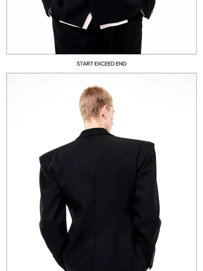 Luxury Temperament Niche Three-dimensional Patchwork Blazer Coat Men's 2025 Autumn Original Shoulder Pad Clothes JY4547
