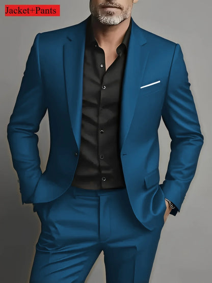 2 Pièces Costumes Homme Grande Taille Pour Mariage Marié Tuxedos Bal Ensembles Blazer Homme D'affaires Trajes De Hombre