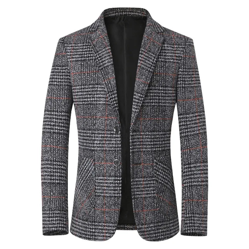Classic Men's Suit Jacket England Plaid Blazers High Quality Business Causal Suit For Men Clothing Conjuntos De Blazer