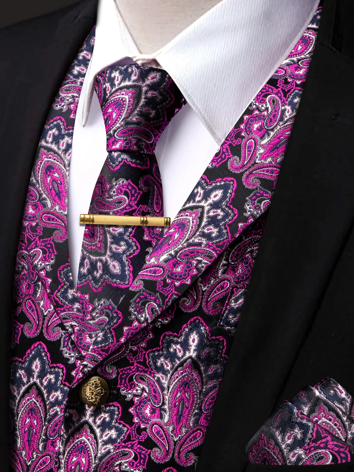 Men's Vest and Tie Set – Paisley Floral Waistcoat with Necktie for Weddings and Business Occasions
