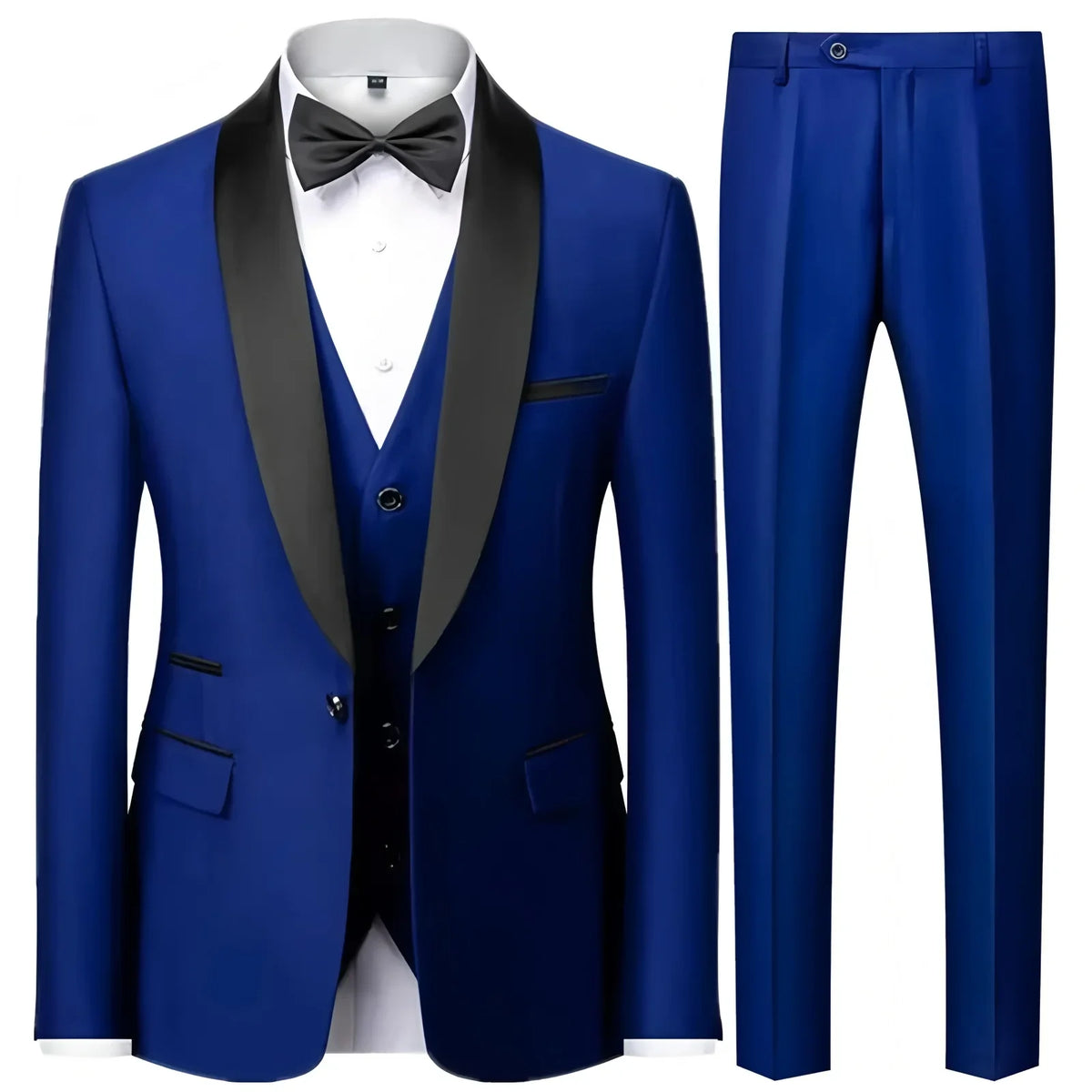 Costume trois pièces de cérémonie pour hommes à col vert | Design contrasté, coupe ajustée, comprend gilet, chemise, pantalon