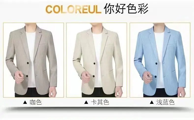 Blazer's New Men's Fashionable Business Wedding Banquet Casual Hosting Dress Is A High-end Middle-aged Thin Design  Blazer