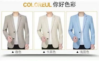 Blazer's New Men's Fashionable Business Wedding Banquet Casual Hosting Dress Is A High-end Middle-aged Thin Design  Blazer