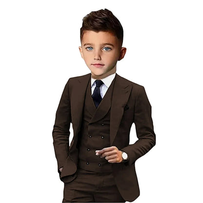 Formal Peak Lapel Kids Suits 3 Pieces Birthday Party Wear,Elegant Smart Boys Suit Set Piano Performance Outfit 2-20T