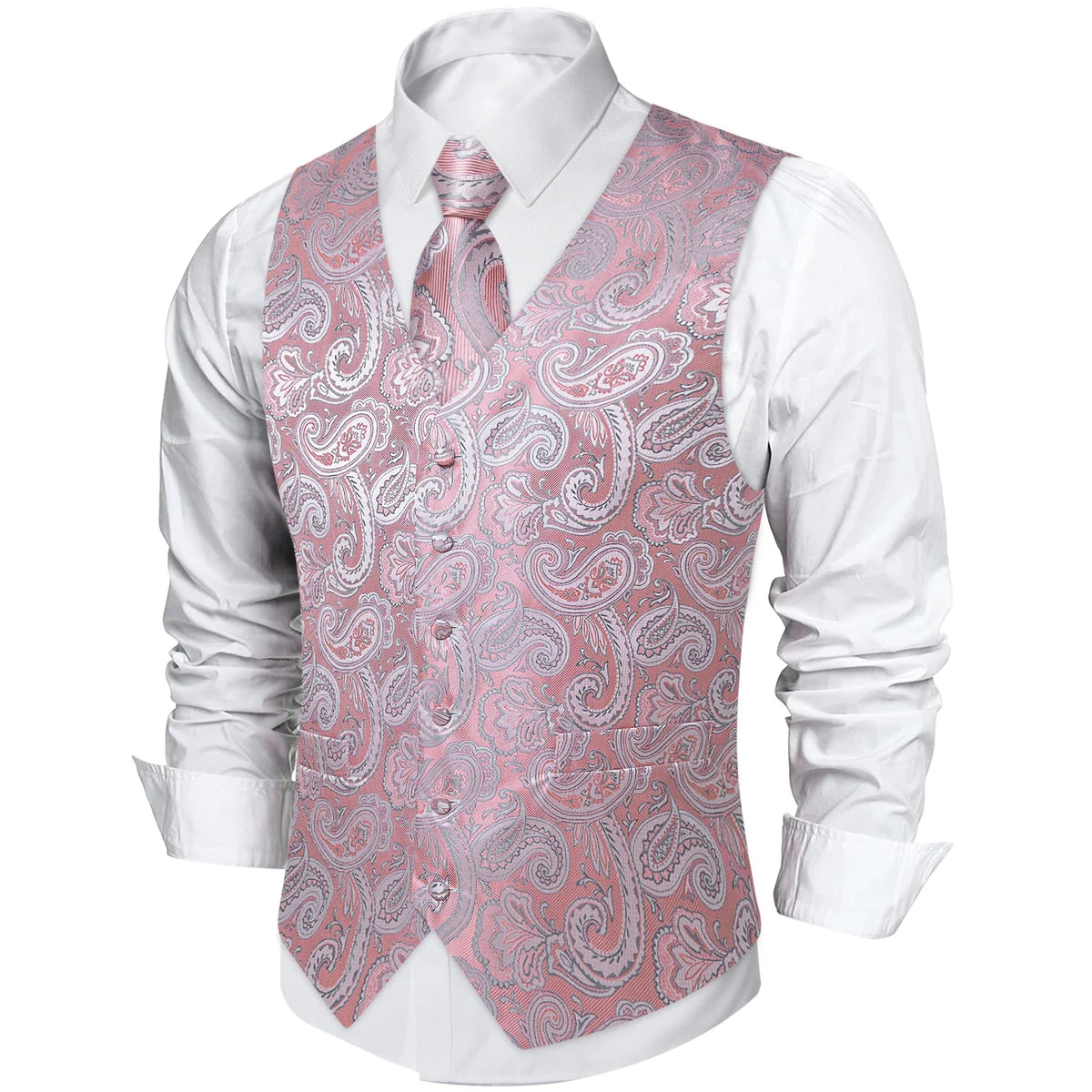 Men's Paisley Suit Vest with Tie and Handkerchief Set for Wedding and Prom