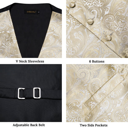Men's Suit Vest Bow Tie Set – Formal Waistcoat with Necktie and Pocket Square for Weddings