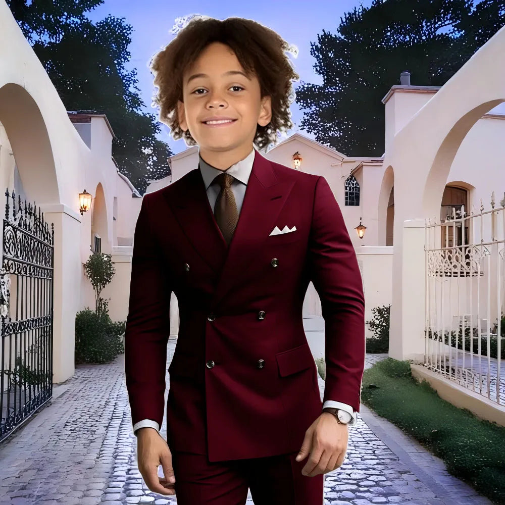 Fashion Light Grey Boy Suit Wedding Tuxedo Double Breasted Formal Child Jacket 2 Piece Blazer Pants costume enfant garçon