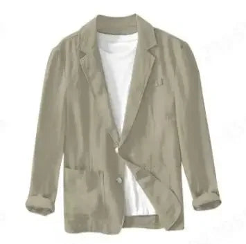 Cotton and Linen Blazer Men's Fashionable Business Casual Outdoor Versatile Travel Lightweight Loose-fitting Retro Style Blazer